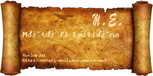 Mátéfi Emiliána névjegykártya